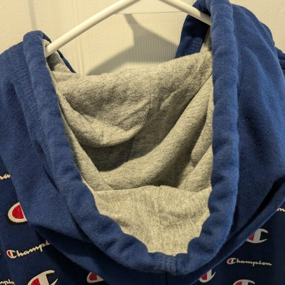 Champion Men's Reverse Weave Hoodie Sweatshirt, XL, Blue, All Over Logo Print - Picture 8 of 13